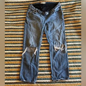 Abercrombie and Fitch The Ankle Straight Distressed Maternity Jeans